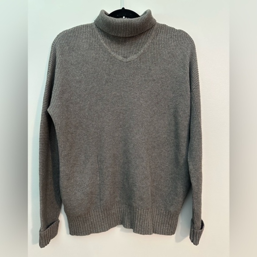 Lululemon Gray Cotton Yak Long Sleeve Turtleneck Sweater Womens Size Small